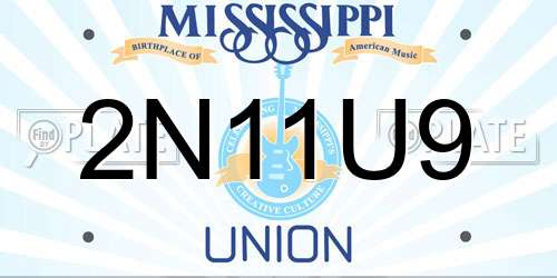 2N11U9 Mississippi License Plate