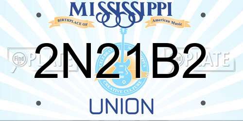 2N21B2 Mississippi License Plate
