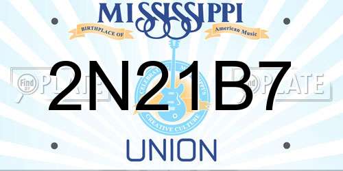 2N21B7 Mississippi License Plate