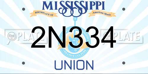 2N334 Mississippi License Plate