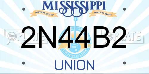 2N44B2 Mississippi License Plate