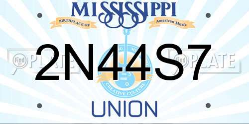 2N44S7 Mississippi License Plate