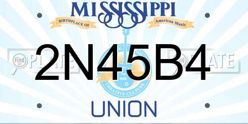 2N45B4 Mississippi License Plate