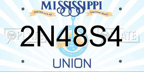 2N48S4 Mississippi License Plate
