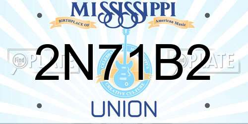 2N71B2 Mississippi License Plate