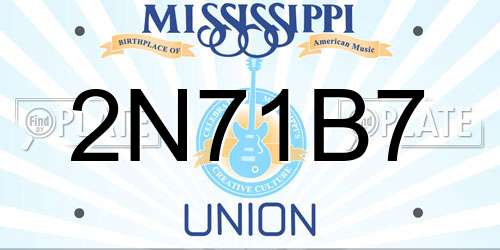 2N71B7 Mississippi License Plate