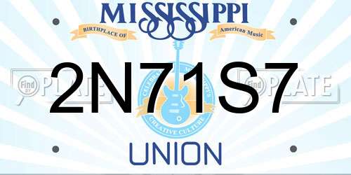 2N71S7 Mississippi License Plate