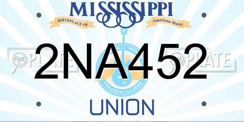 2NA452 Mississippi License Plate