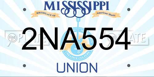 2NA554 Mississippi License Plate