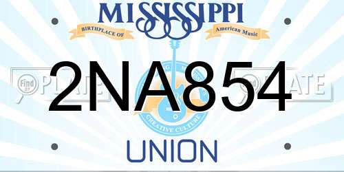 2NA854 Mississippi License Plate