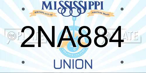 2NA884 Mississippi License Plate
