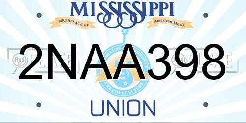 2NAA398 Mississippi License Plate