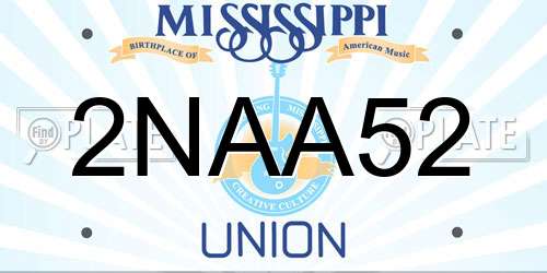 2NAA52 Mississippi License Plate