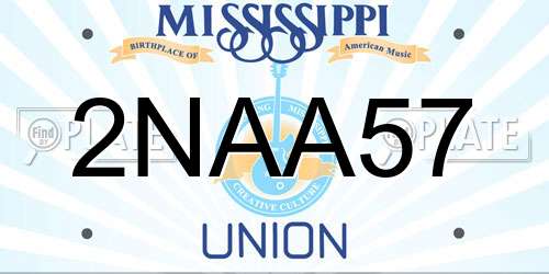 2NAA57 Mississippi License Plate