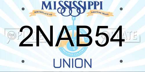 2NAB54 Mississippi License Plate