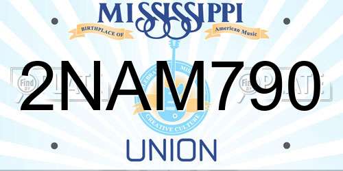 2NAM790 Mississippi License Plate
