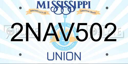 2NAV502 Mississippi License Plate