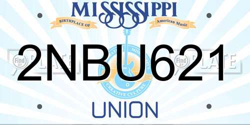 2NBU621 Mississippi License Plate
