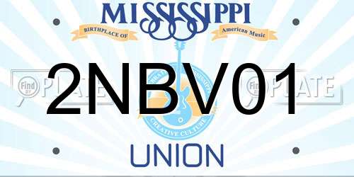 2NBV01 Mississippi License Plate
