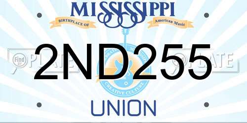 2ND255 Mississippi License Plate