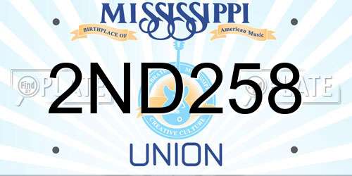2ND258 Mississippi License Plate