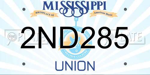 2ND285 Mississippi License Plate