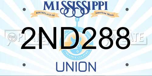2ND288 Mississippi License Plate