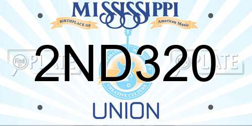 2ND320 Mississippi License Plate