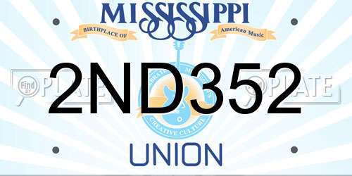 2ND352 Mississippi License Plate