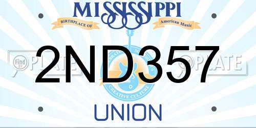 2ND357 Mississippi License Plate