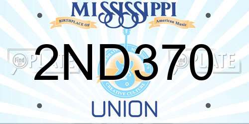2ND370 Mississippi License Plate