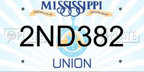 2ND382 Mississippi License Plate
