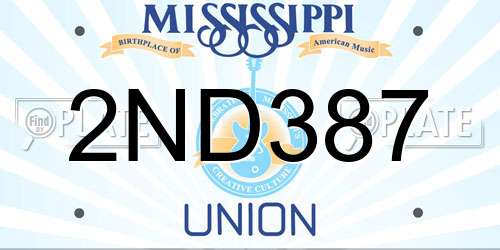 2ND387 Mississippi License Plate