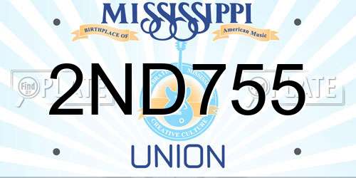2ND755 Mississippi License Plate