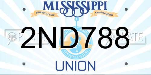 2ND788 Mississippi License Plate