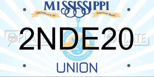 2NDE20 Mississippi License Plate