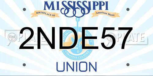 2NDE57 Mississippi License Plate