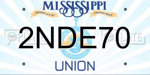 2NDE70 Mississippi License Plate