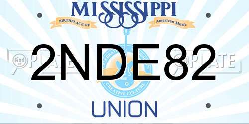 2NDE82 Mississippi License Plate