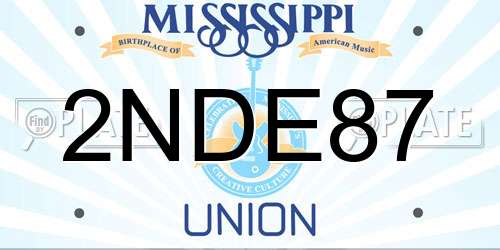 2NDE87 Mississippi License Plate