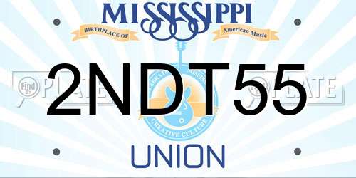 2NDT55 Mississippi License Plate