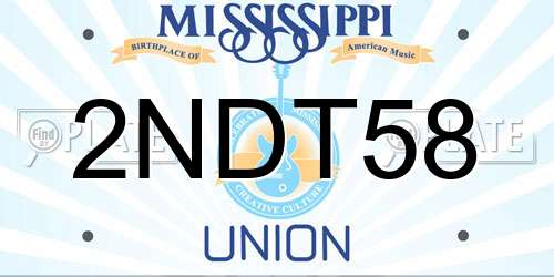2NDT58 Mississippi License Plate