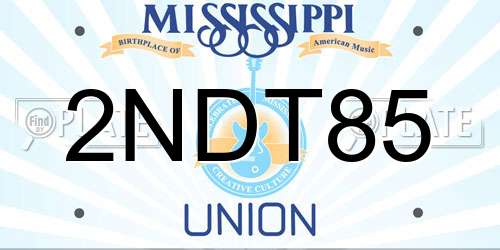 2NDT85 Mississippi License Plate