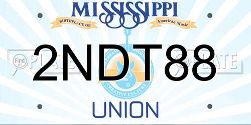 2NDT88 Mississippi License Plate