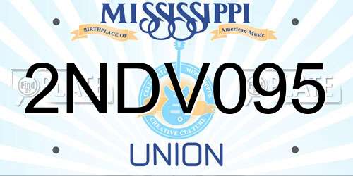 2NDV095 Mississippi License Plate