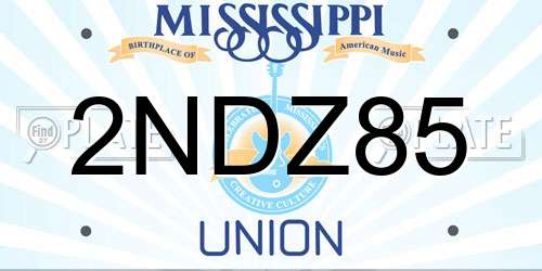 2NDZ85 Mississippi License Plate