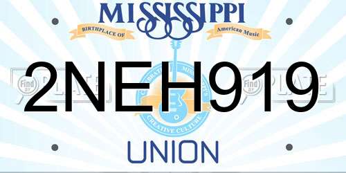 2NEH919 Mississippi License Plate