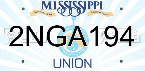 2NGA194 Mississippi License Plate