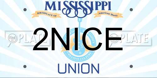 2NICE Mississippi License Plate