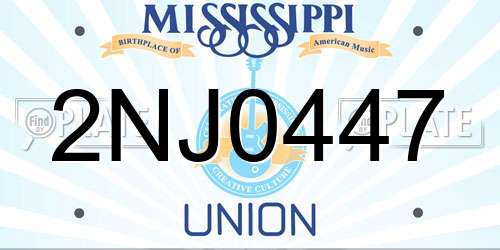 2NJ0447 Mississippi License Plate